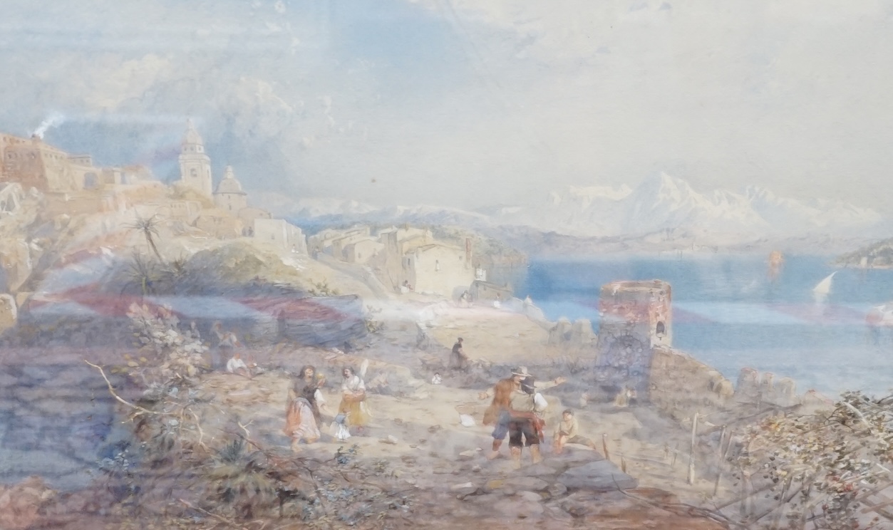 James Baker Pyne 1800-1870), watercolour, ‘Gulf of Spezia’, unsigned, details verso, 35 x 51cm. Condition - fair